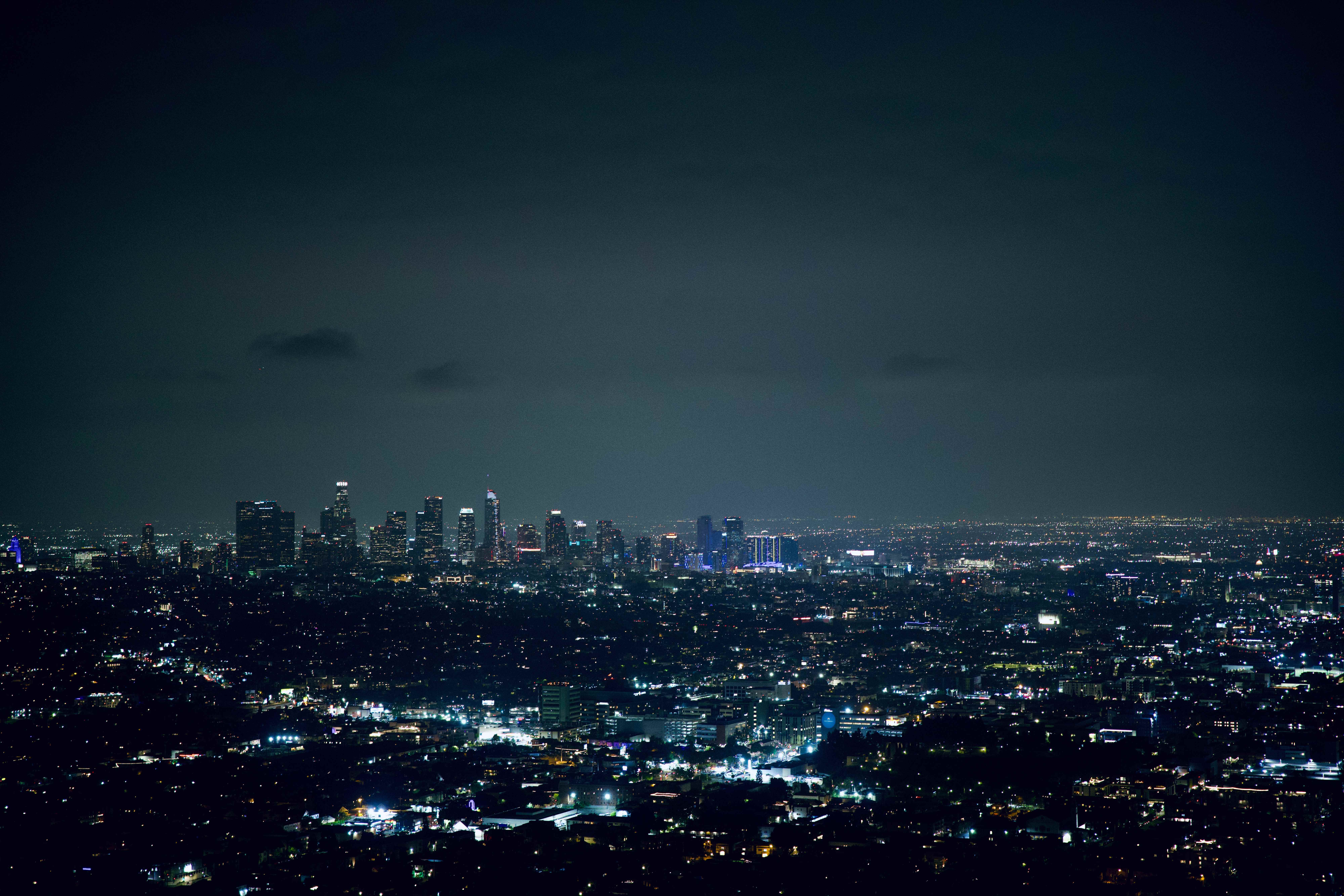 LA downtown skyline at night